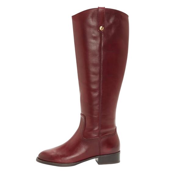 INC Women's Fawne Leather Wide Calf Riding Boots Burgundy Size 9 - Picture 2 of 6